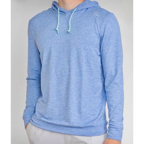 Rhoback Lightweight Performance Hoodie Men's Large Heathered Blue Athleisure - Picture 1 of 7